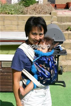 Sachi blue dragon brocade with turquoise Mei Tai Baby Lovey Liner