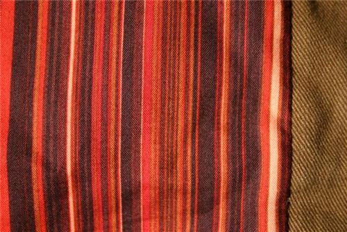Closeup of Luxe stripe on chocolate straps (the newer lighter brushed twill chocolate)